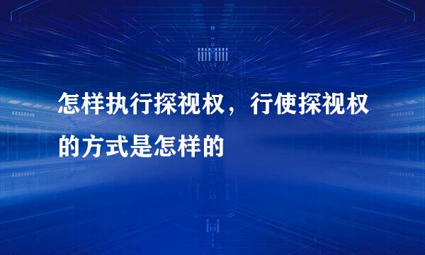 怎样执行探视权，行使探视权的方式是怎样的