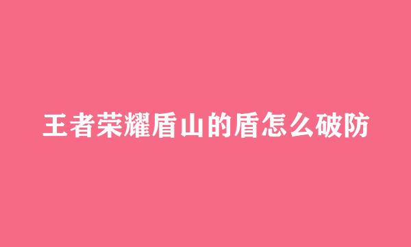 王者荣耀盾山的盾怎么破防