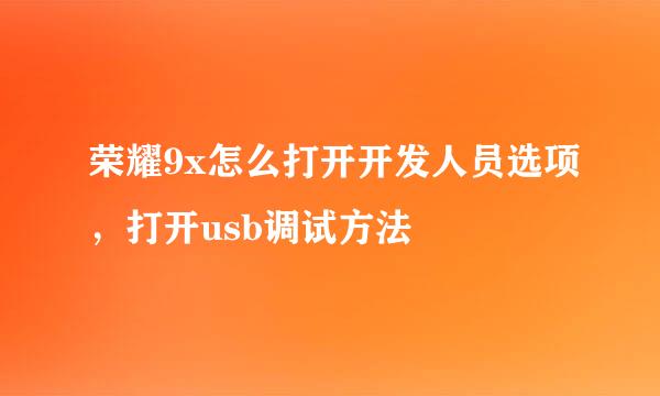 荣耀9x怎么打开开发人员选项，打开usb调试方法