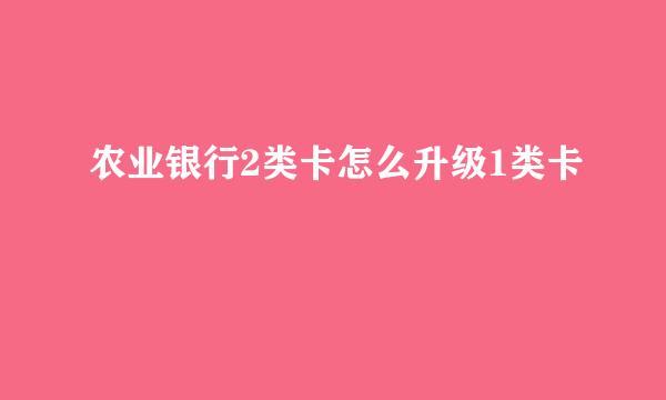 农业银行2类卡怎么升级1类卡