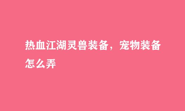 热血江湖灵兽装备，宠物装备怎么弄