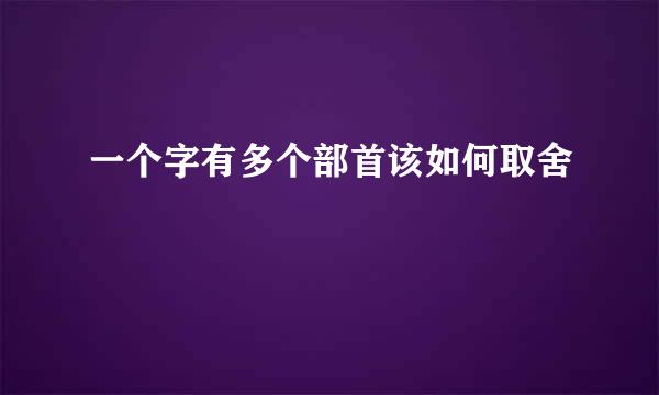 一个字有多个部首该如何取舍