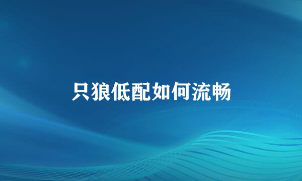只狼低配如何流畅