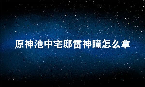 原神池中宅邸雷神瞳怎么拿
