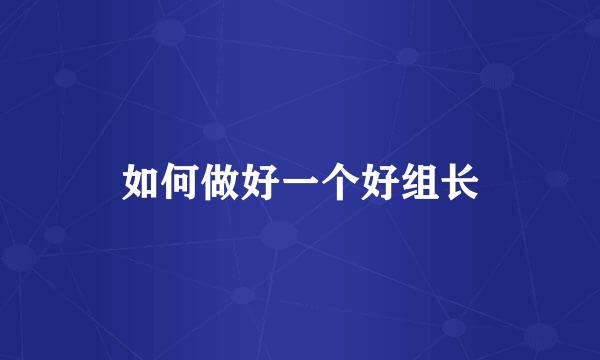 如何做好一个好组长