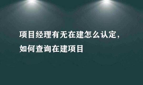 项目经理有无在建怎么认定，如何查询在建项目