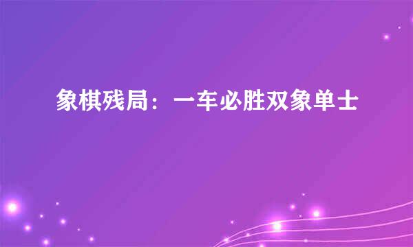 象棋残局：一车必胜双象单士