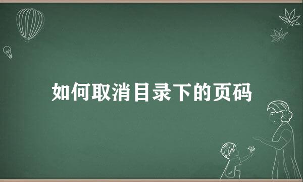 如何取消目录下的页码