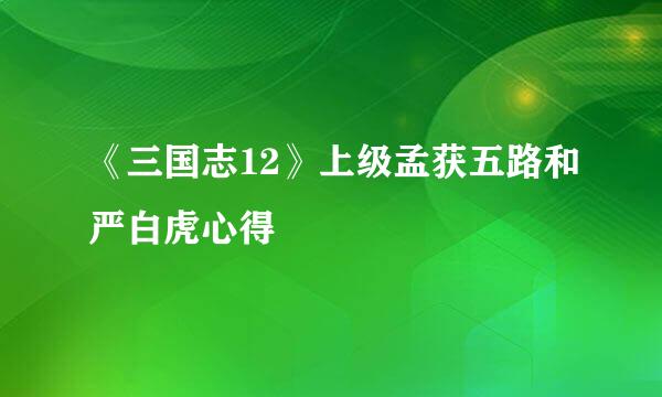 《三国志12》上级孟获五路和严白虎心得