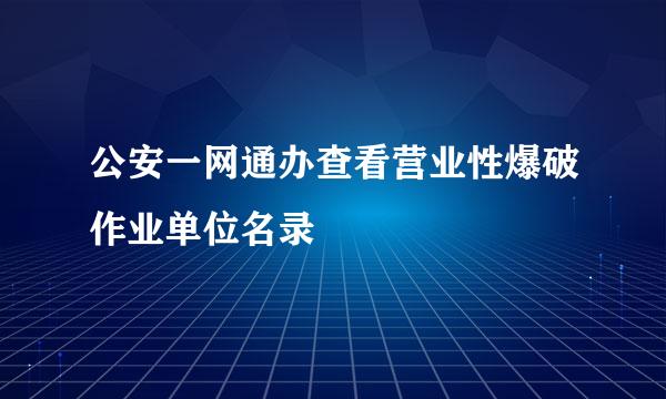 公安一网通办查看营业性爆破作业单位名录