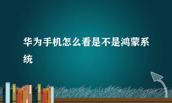 华为手机怎么看是不是鸿蒙系统