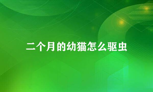 二个月的幼猫怎么驱虫