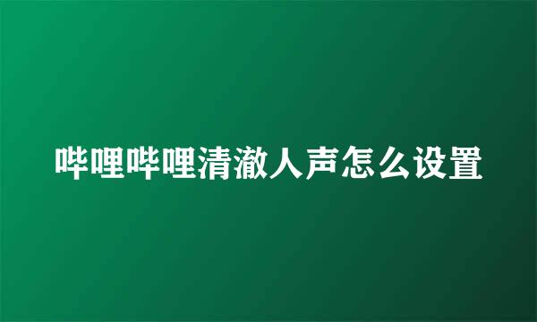哔哩哔哩清澈人声怎么设置