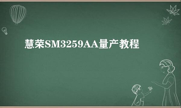 慧荣SM3259AA量产教程
