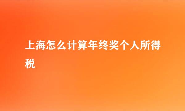 上海怎么计算年终奖个人所得税