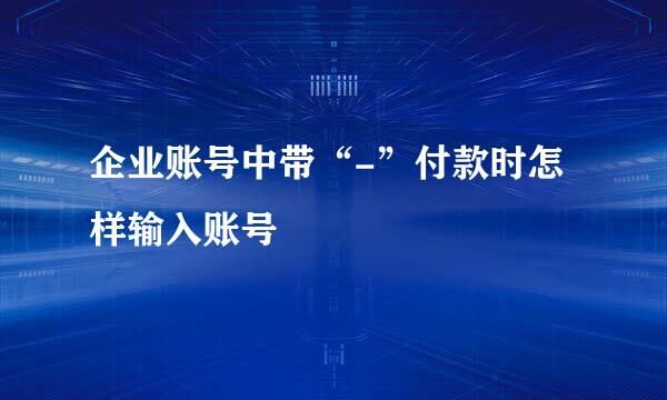 企业账号中带“-”付款时怎样输入账号