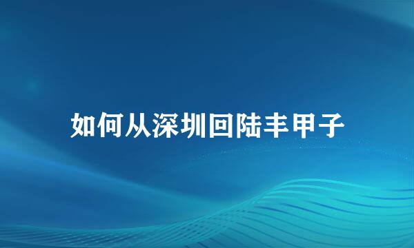 如何从深圳回陆丰甲子