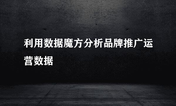 利用数据魔方分析品牌推广运营数据