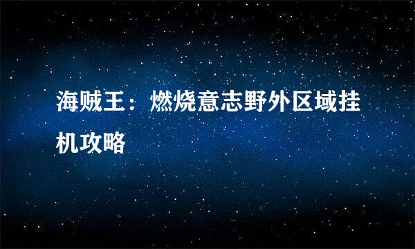 海贼王：燃烧意志野外区域挂机攻略