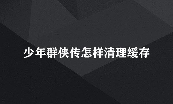 少年群侠传怎样清理缓存
