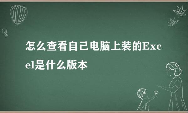 怎么查看自己电脑上装的Excel是什么版本