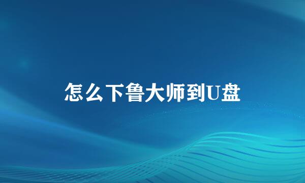 怎么下鲁大师到U盘