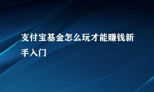 支付宝基金怎么玩才能赚钱新手入门