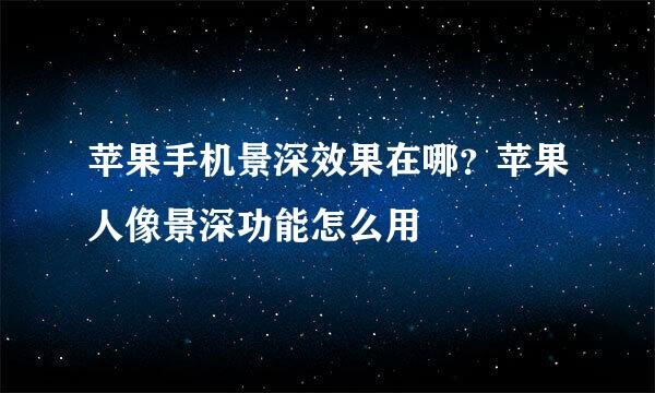 苹果手机景深效果在哪？苹果人像景深功能怎么用
