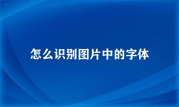 怎么识别图片中的字体