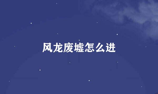 风龙废墟怎么进