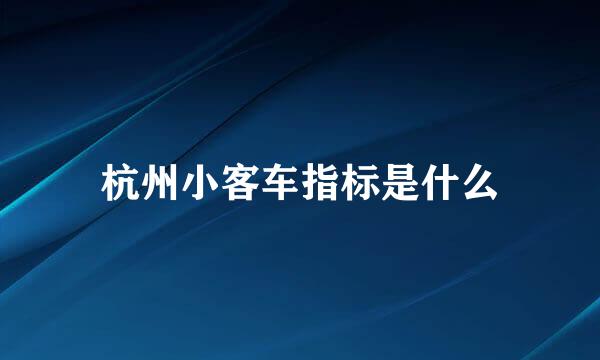 杭州小客车指标是什么