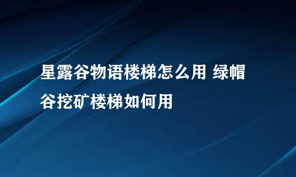 星露谷物语楼梯怎么用 绿帽谷挖矿楼梯如何用