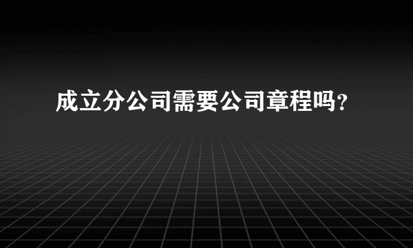 成立分公司需要公司章程吗?
