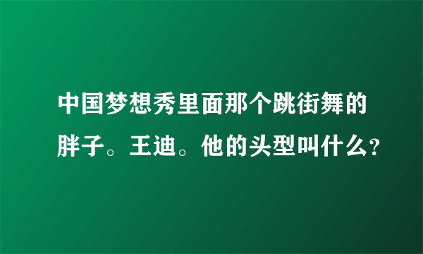 中国梦想秀里面那个跳街舞的胖子。王迪。他的头型叫什么？
