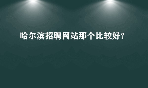 哈尔滨招聘网站那个比较好?