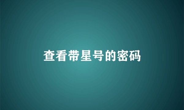 查看带星号的密码