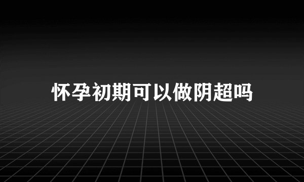 怀孕初期可以做阴超吗
