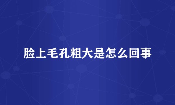 脸上毛孔粗大是怎么回事