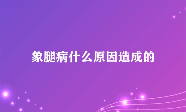 象腿病什么原因造成的