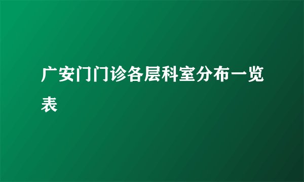 广安门门诊各层科室分布一览表