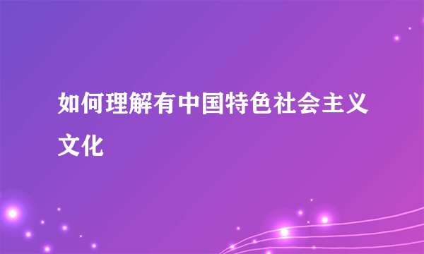 如何理解有中国特色社会主义文化