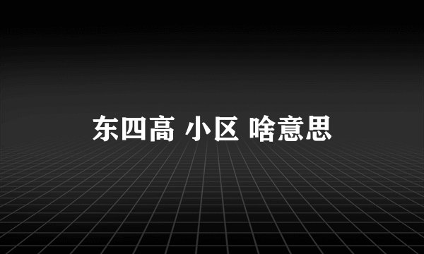 东四高 小区 啥意思