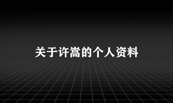 关于许嵩的个人资料