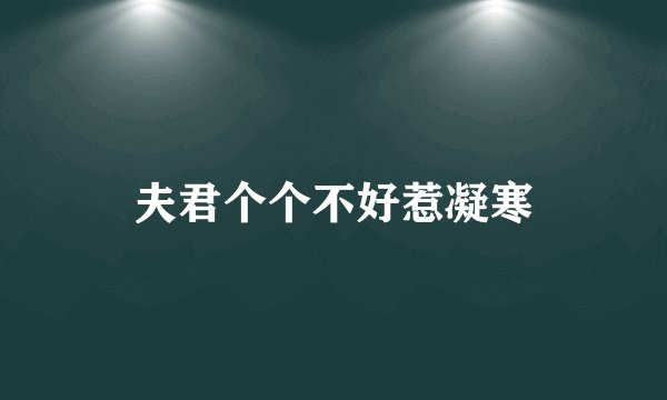 夫君个个不好惹凝寒