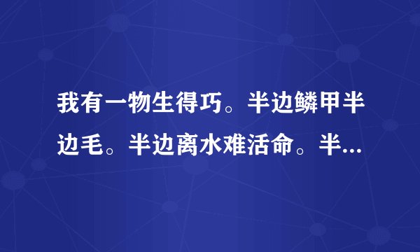我有一物生得巧。半边鳞甲半边毛。半边离水难活命。半边入水命难保。 ——谜底是啥。苏轼看?