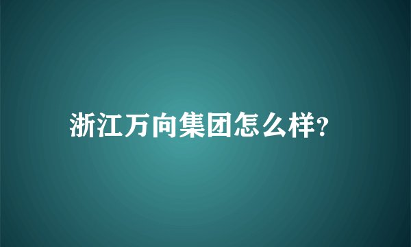 浙江万向集团怎么样？
