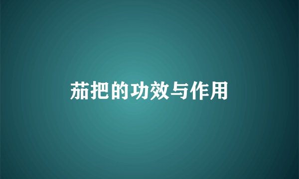茄把的功效与作用