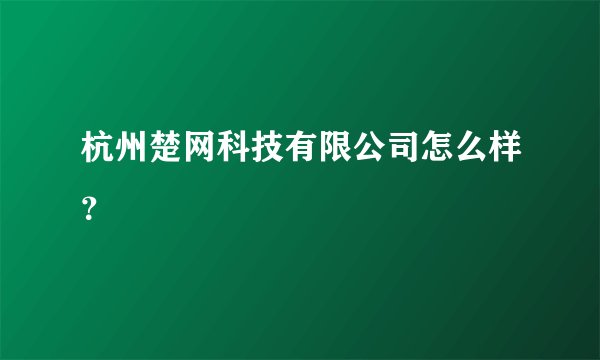 杭州楚网科技有限公司怎么样?