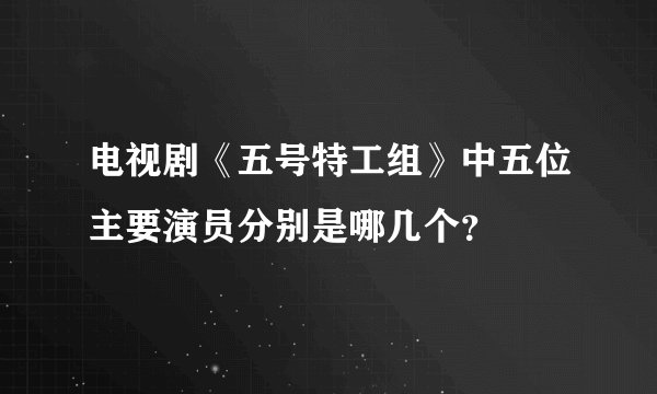 电视剧《五号特工组》中五位主要演员分别是哪几个？