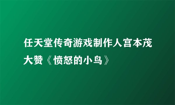 任天堂传奇游戏制作人宫本茂大赞《愤怒的小鸟》